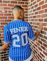 Zeta Phi Beta Blue Pinstripe Baseball Jersey